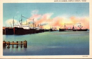 Texas Corpus Christi Ships In The Harbor 1939 Curteich