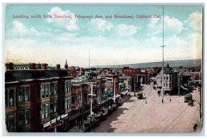 c1910 Looking North Junction Telegraph Ave. Broadway Oakland California Postcard