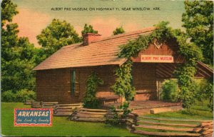 Vtg Linen Postcard Winslow Arkansas AR Albert Pike Museum Highway 71 UNP M13