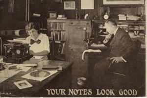 Your Notes Look Good Happy Businessman Secretary ABR Vintage c1912 Postcard E6
