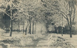 Canada Montreal Dominion Square In Winter Vintage Postcard 07.86