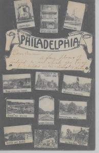 Philadelphia Pennsylvania scenic views landmarks glittered antique pc Z19243