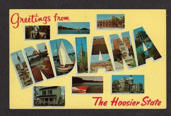 IN Greetings from INDIANA Large Letter Postcard PC