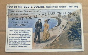 USED .01 PC - c1912 - COME HEAR EDDIE DOERR, ATLANTIC CITY'S FAVORITE TENOR SING