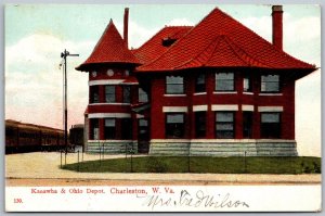 Charleston West Virginia c1908 Postcard Kanawha & Ohio Depot Train Station