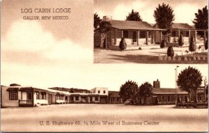 Postcard Log Cabin Lodge Route 66 in Gallup, New Mexico