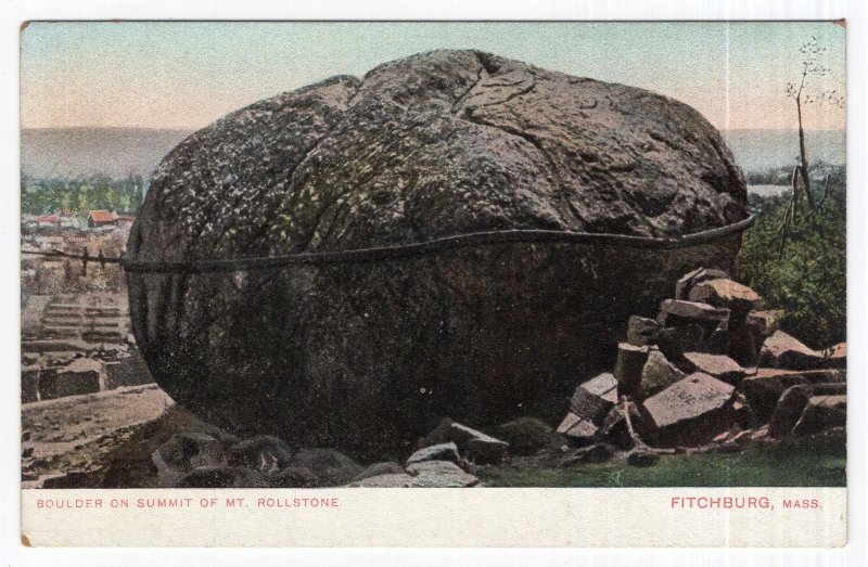 Fitchburg, Mass, Boulder on Summit of Mt. Rollstone