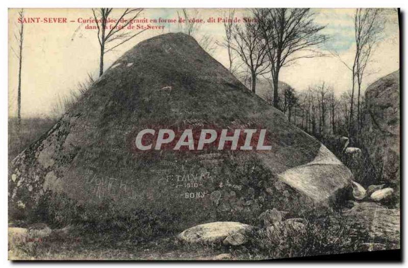 Postcard Old Saint Sever Curious shaped granite block Cone said sugar loaf in...