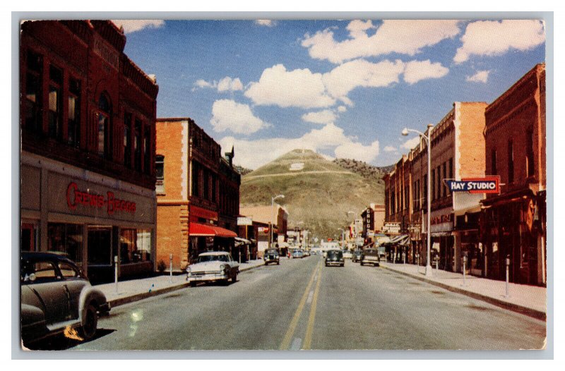 Postcard CO F Street Main Business St. Salida Colorado Old Cars Signs Storefront 