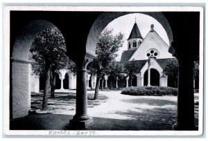 1952 Church Courtyard Arch Bell Tower Knokke-Zoute Belgium RPPC Photo Postcard