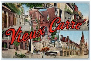 1940 Greetings From Multiview Vieux Carre New Orleans Louisiana Vintage Postcard