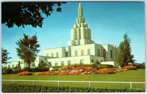 c1960s Idaho Falls, ID Mormon Temple LDS Art Deco Sun Lens Flare Chrome PC A308