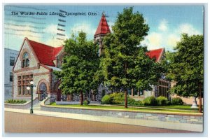 1940 Warder Public Library Exterior Building Springfield Ohio VintagePostcard