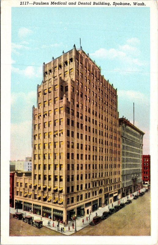 Paulsen Medical Dental Building Spkane Washington WA WB Postcard VTG UNP Vintage 