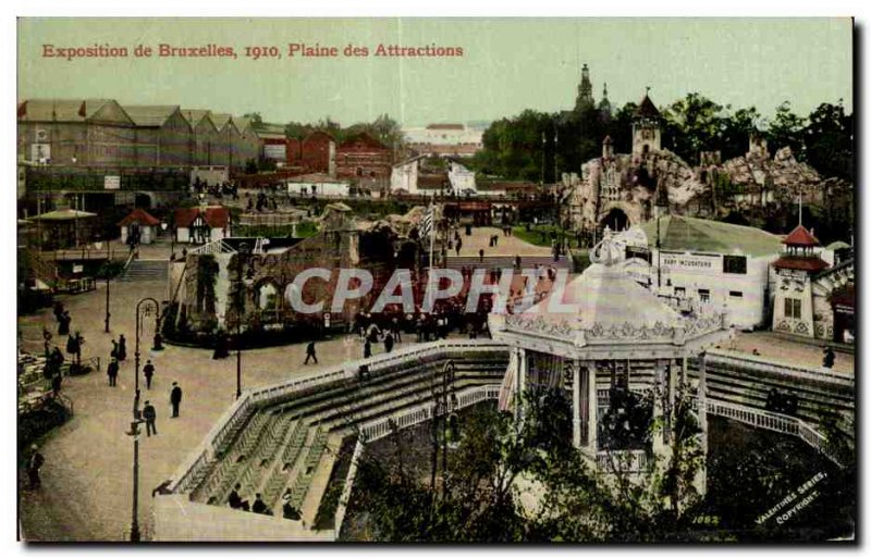 Old Postcard Belgium Brussels Exhibition 1910 Plain attractions