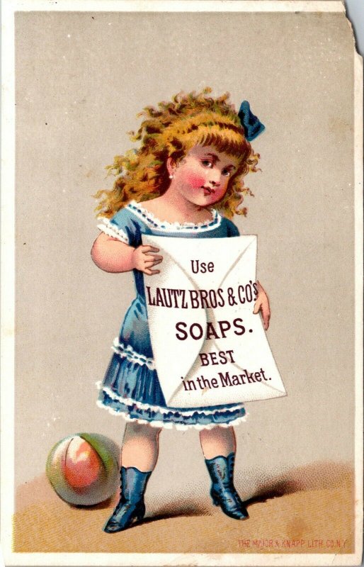 NORWICH , CONN - Lautz Bros Soap Victorian Trade Card Health Beauty Advertising  