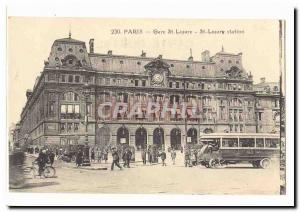 Paris (9th) Postcard Old Station St Lazare (bus)