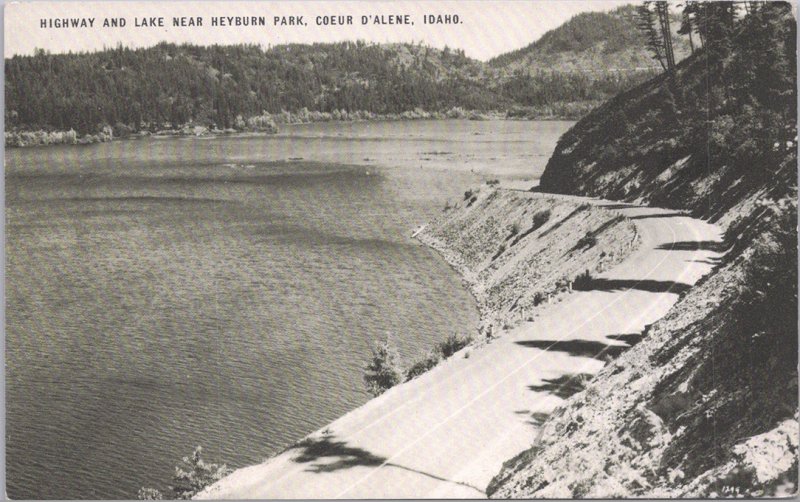 Coeur D'Alene, Idaho, Highway and Lake near Heyburn Park-Conoco Touraide Card