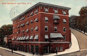 Little Falls New York Hotel Richmond Street View Antique Postcard K64789