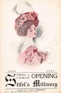 J76/ Advertising Postcard c1910 Stifel's Millinery Clinton Iowa Woman 140