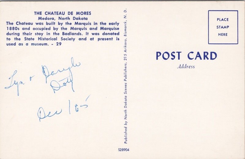 The Chateau de Mores Medora ND North Dakota Badlands 1960s Vintage Postcard H28 