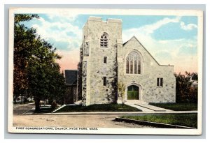 Vintage 1920's Postcard First Congregational Church Hyde Park Massachusetts