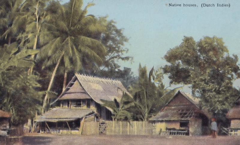 Indonesia Native Houses Dutch Indies Old Postcard