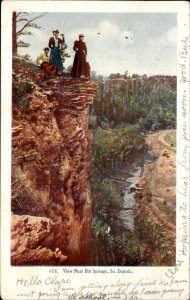Hot Springs South Dakota Women Hiking Scenic View c1900-20s Vintage Postcard