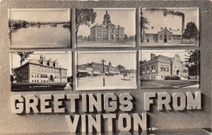 J65/ Vinton Iowa RPPC Postcard c1910 6View Stores School River  117