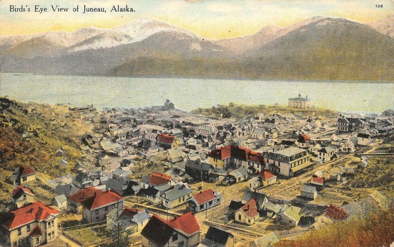 Bird's Eye View of Juneau, Alaska 1920 Vintage Postcard