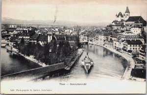 Switzerland Thun General Ansicht Vintage Postcard C084