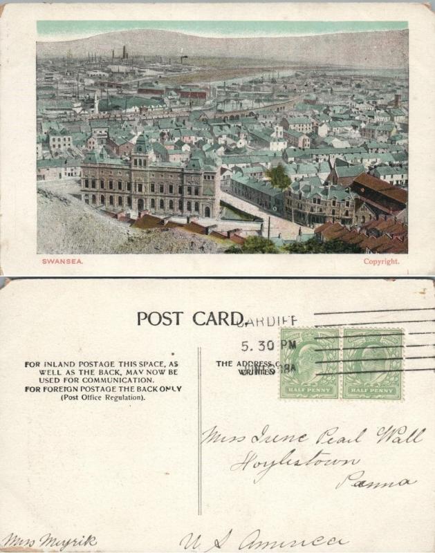 SWANSEA WALES UK ANTIQUE POSTCARD 