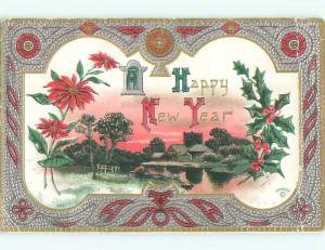 Divided-Back NEW YEAR SCENE Great Postcard W7473