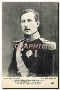 Old Postcard SM Albert 1st King of Belgians Decore military medal