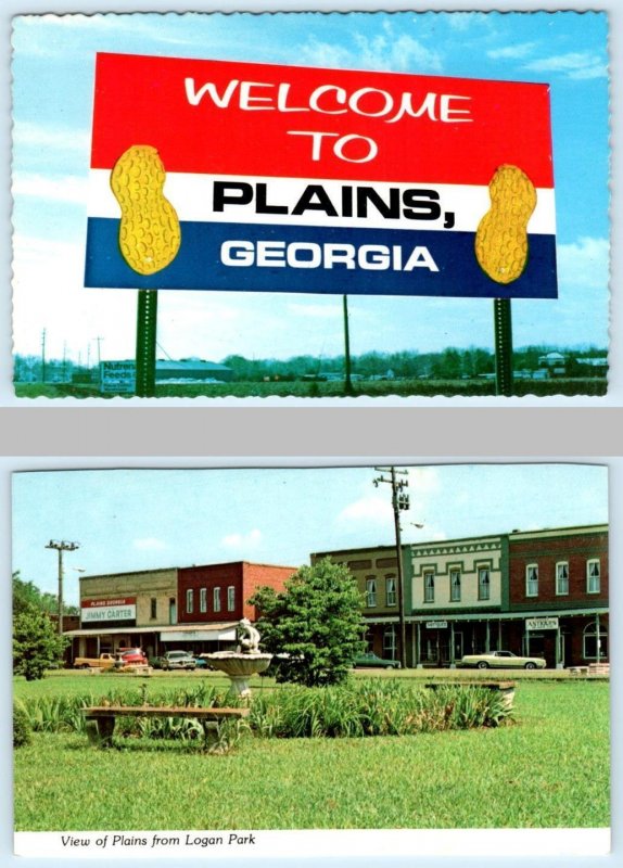 WELCOME to PLAINS, Georgia GA ~ Billboard & STREET SCENE  4x6 Postcard