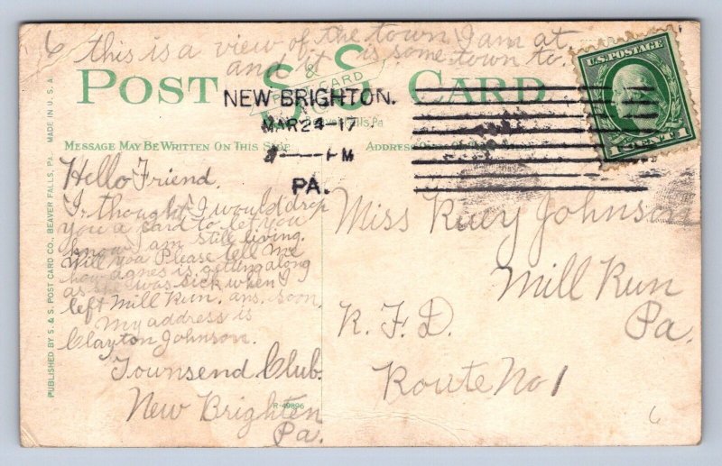 J89/ New Brighton Pennsylvania Postcard c1910 Stores 3rd Avenue 555