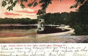 Vintage Postcard 1907 Looking Towards Boat House Garfield Park Chicago Illinois