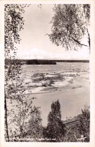 MT McKINLEY FROM ALASKA RAILROAD~ROBINSON REAL PHOTO POSTCARD c1940s