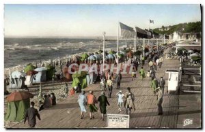 Old Postcard Deauville Beach Fleurie The Boardwalk and the beach at high tide