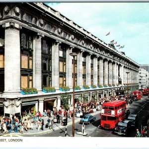 c1970s London, England Oxford Street Dept Stores Red Buses Crowds Chrome 4x6 M23