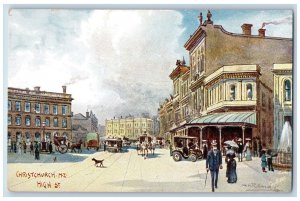 Christchurch New Zealand Postcard High Street c1910 Oilette Tuck Art Antique