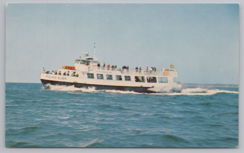 Ship~Falmouth Harbor-Martha's Vineyard~Island Queen Passenger Ship~1950s Pc 