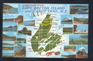 CAPE BRETON ISLAND AND CABOT TRAIL NOVA SCOTIA CANADA MAP VINTAGE POSTCARD