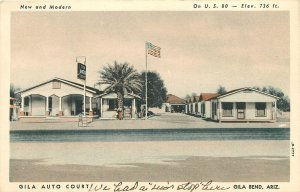 1940s Gila Bend Arizona Auto Court flag occupation roadside Postcard 25-9808