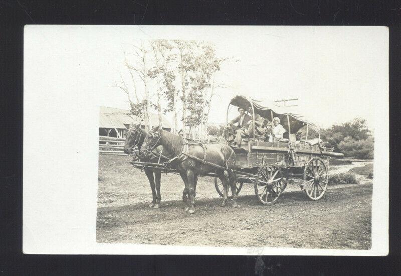 RPPC WOODS RIVER IDAHO HORSE DRAWN WAGON VINTAGE REAL PHOTO POSTCARD