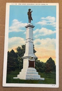 VINTAGE UNUSED .01 POSTCARD - NEW JERSEY MONUMENT, VALLEY FORGE, PA. - CREASE