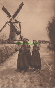 Netherlands Postcard - Windmill, Winter Scene, Zeeland RS34509