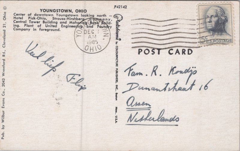 Youngstown Ohio Vintage Postcard C395