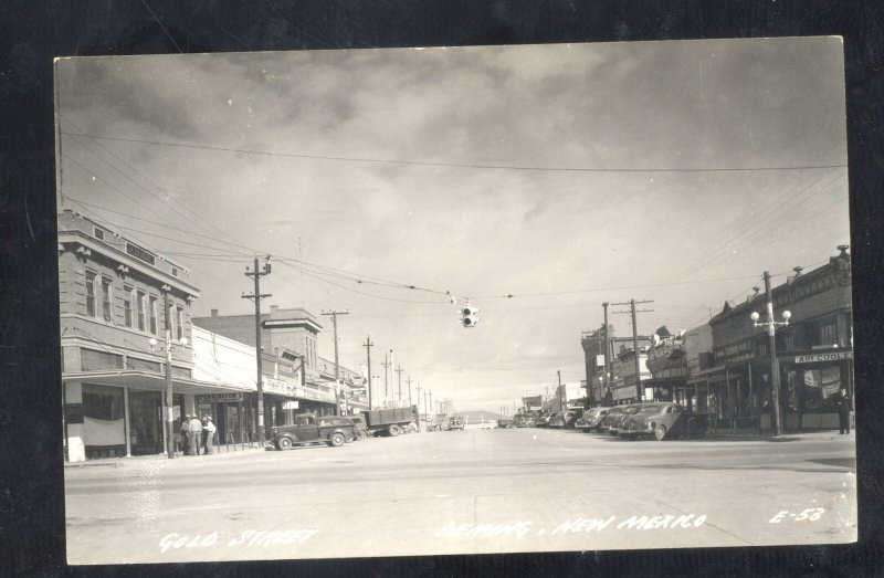 RPPC DEMING NEW MEXICO DOWNTOWN GOLD STREET SCENE CARS REAL PHOTO POSTCARD