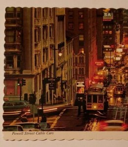 Vintage Postcard San Francisco California cable car old autos Powell Street 1981